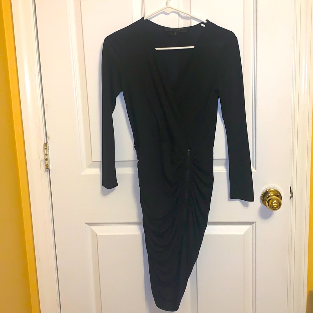 BCBGMAXAZRIA Black Zipper Bodycon Cocktail Dress